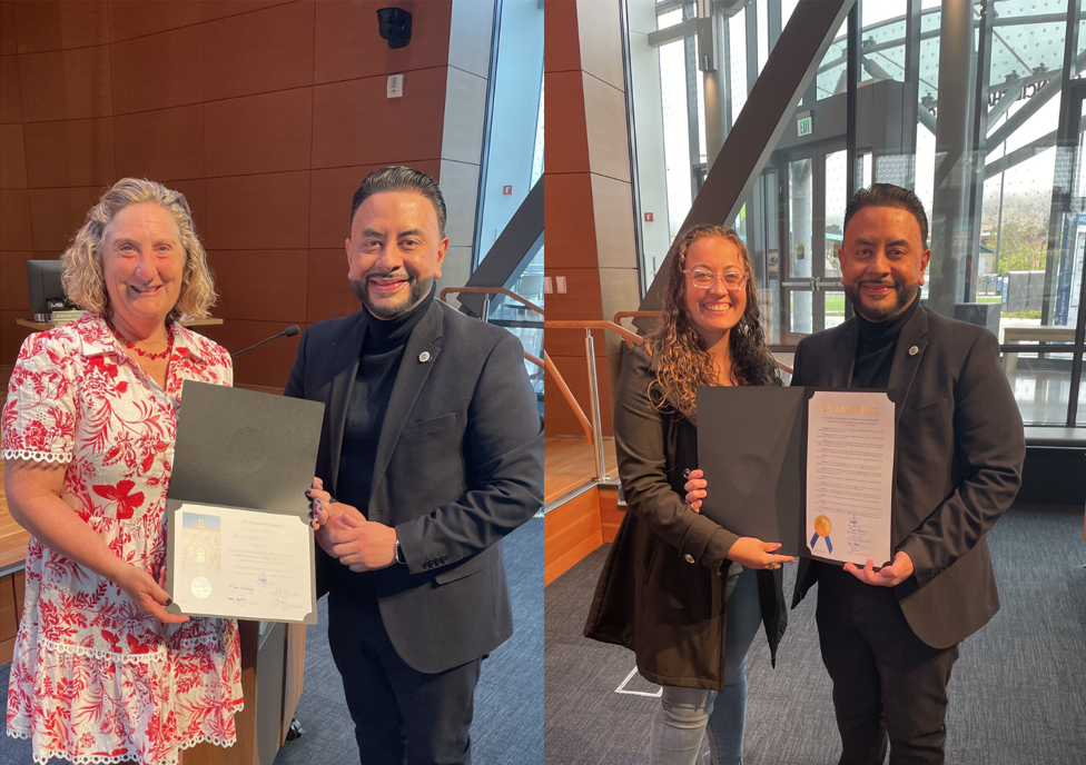 Mayor Eddie with certificate recipients