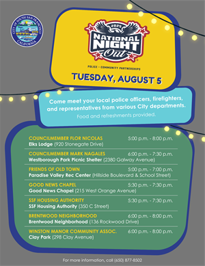 National Night Out 2025 schedule
