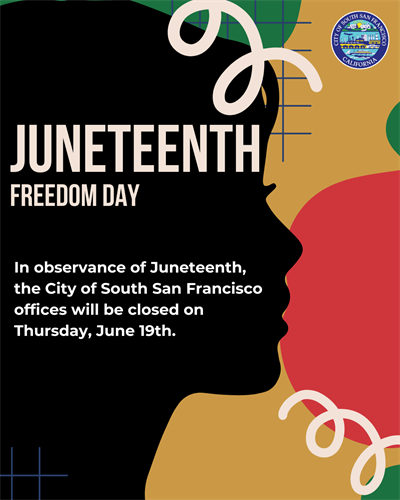 Junetheenth flyer with silhouette of a person's face