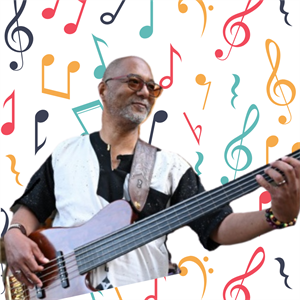 man playing bass guitar