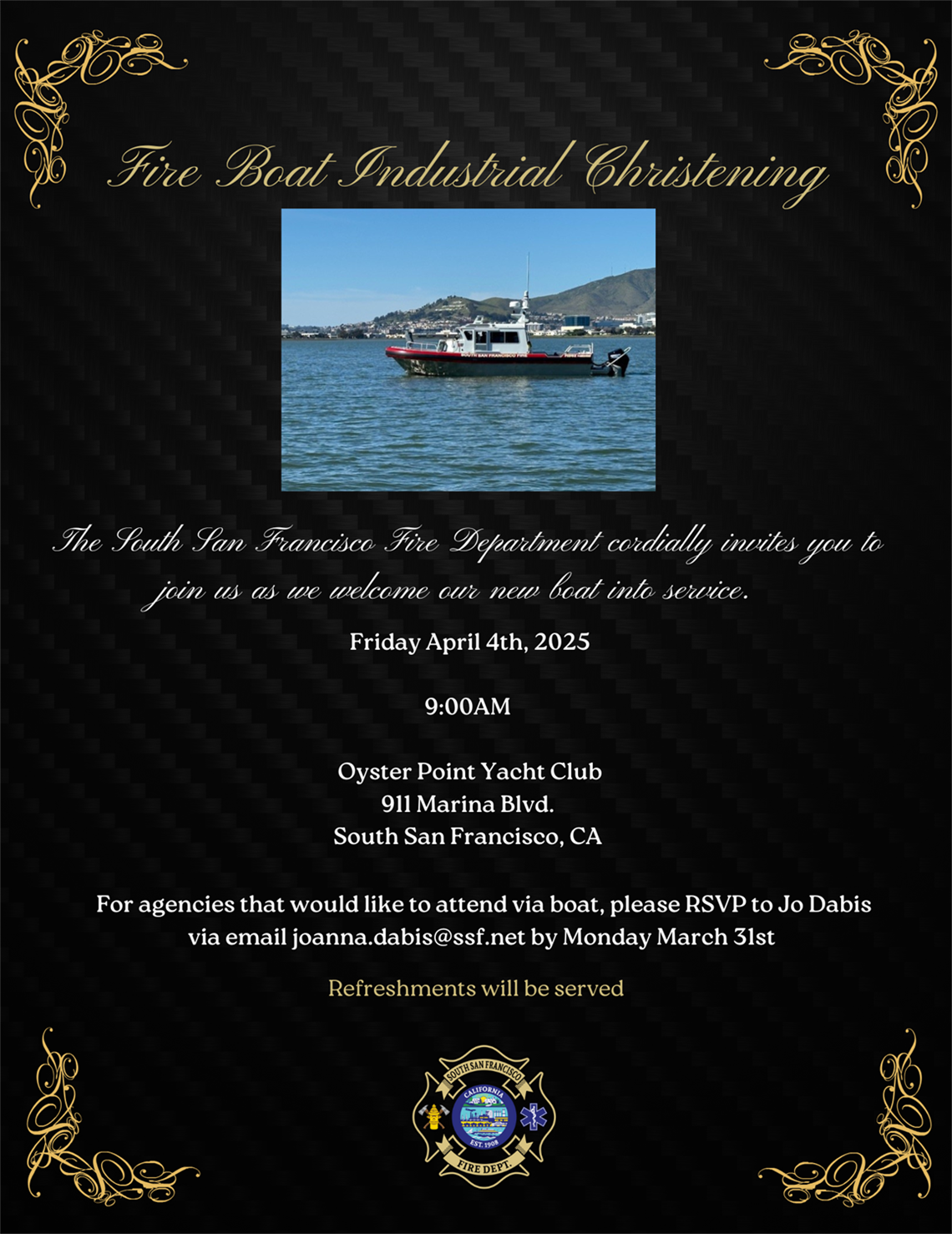 Fire boat in the water