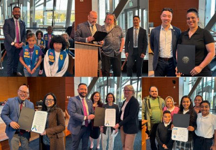 Council members with all the people who received proclamations inside the Council Chambers