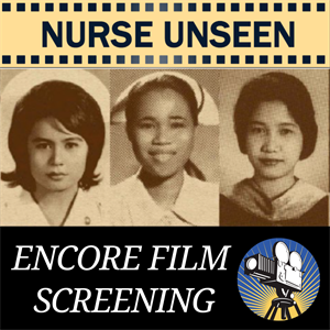 Three nurses headshots and an old video camera graphic