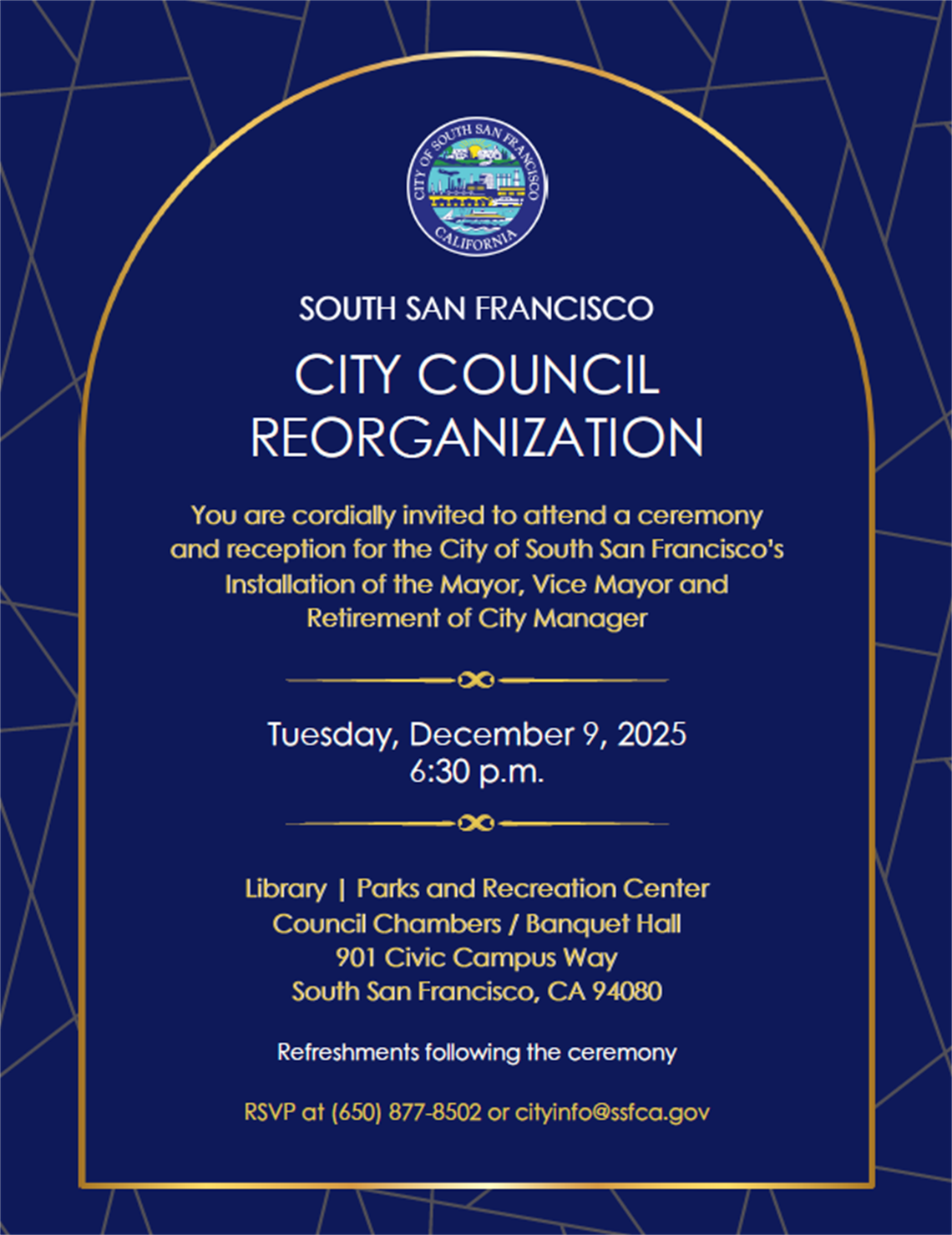 City Council 2025 Reorganization invitation 