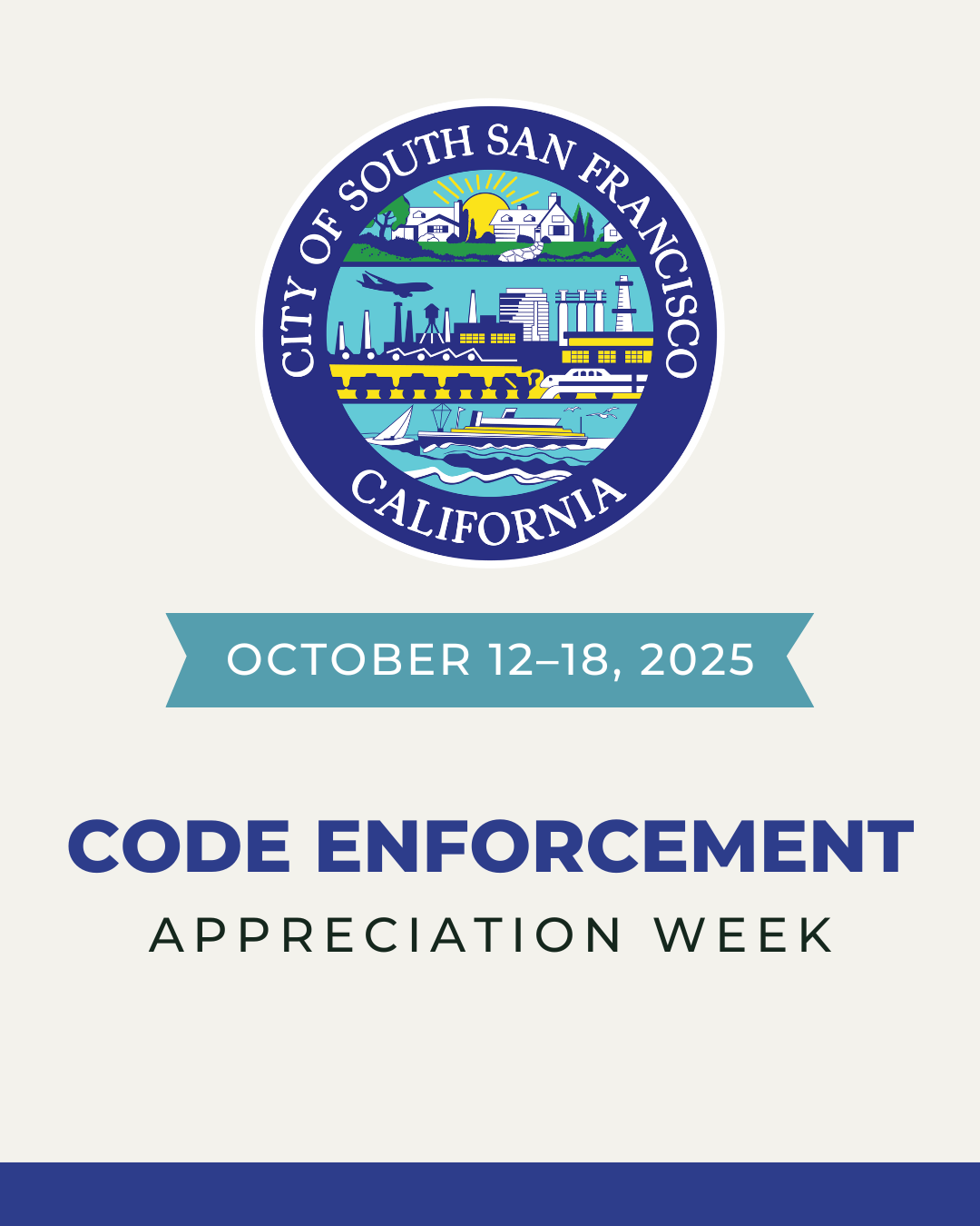 City Seal with text reading October 12 - 19 and Code Enforcement Appreciation Week