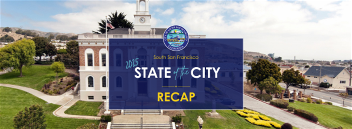 City Hall on Grand Avenue in the background with the words reading on top of it 