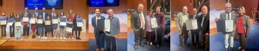 Collage of City Council members presenting proclamations to several community members