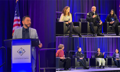 Mayor Eddie and panelists at domestic violence and human trafficking seminar