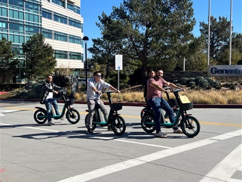 people on scooters in Oyster Point