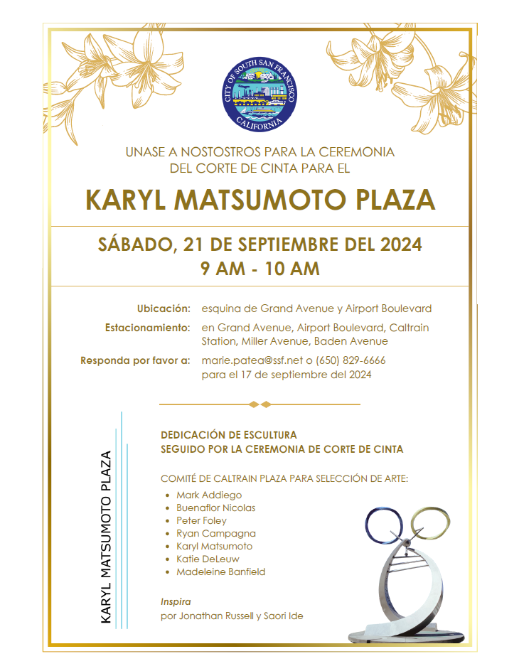 Karyl Matsumoto Plaza Ribbon Cutting Invitation in Spanish