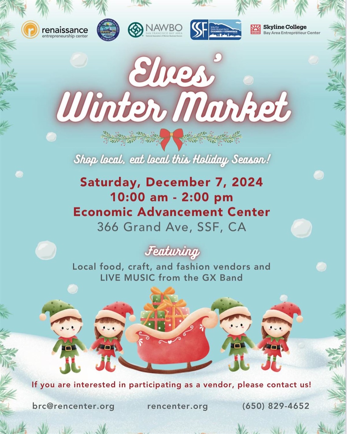 Santa’s returning to City Hall tomorrow! Come meet jolly old Saint Nicolas, and get your photos taken then cross the street to the breezeway by the Economic Advancement Center (366 Grand Avenue) for the Elves’ Winter Market featuring local vendors showcasing unique gifts, delicious food, and live music.
