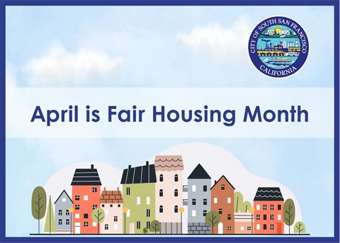 Illustrated graphic of a row of houses underneath a blue sky with clouds