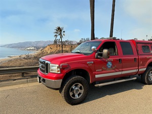 SSF Fire truck in Southern California near beach