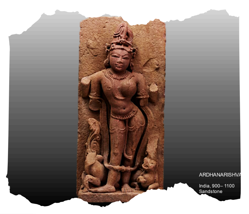 Indian statue of ardhanarishvara