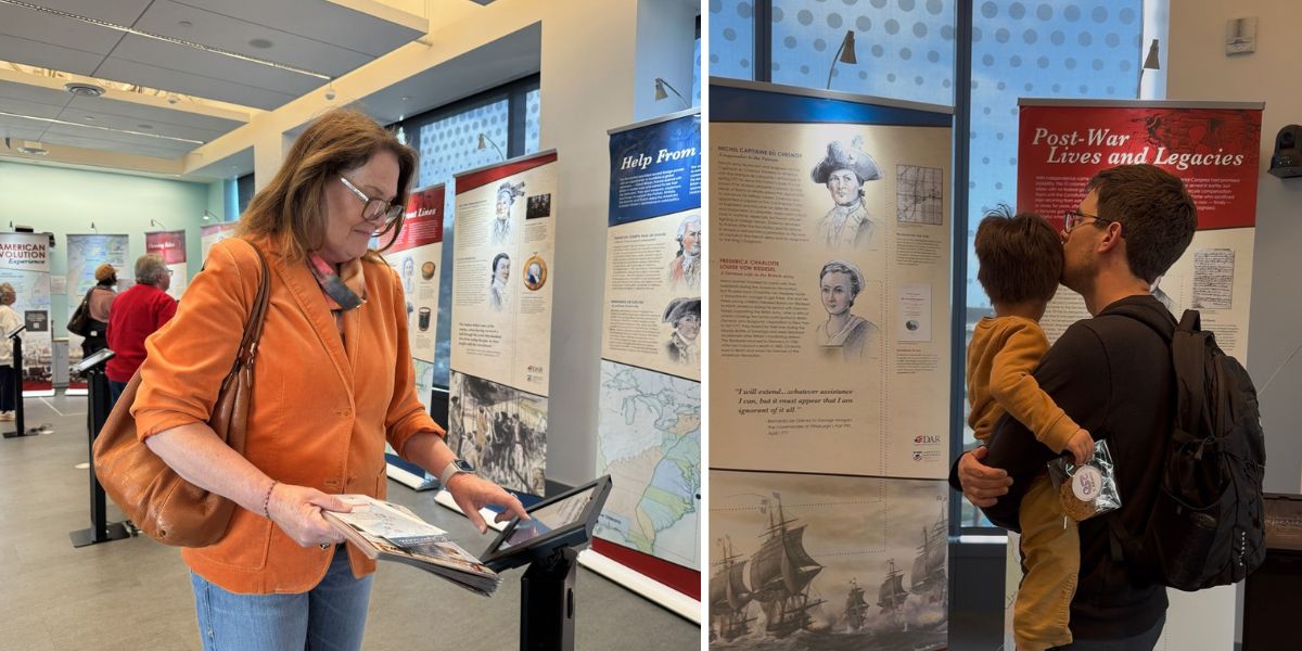 people visiting the American Revolution exhibit