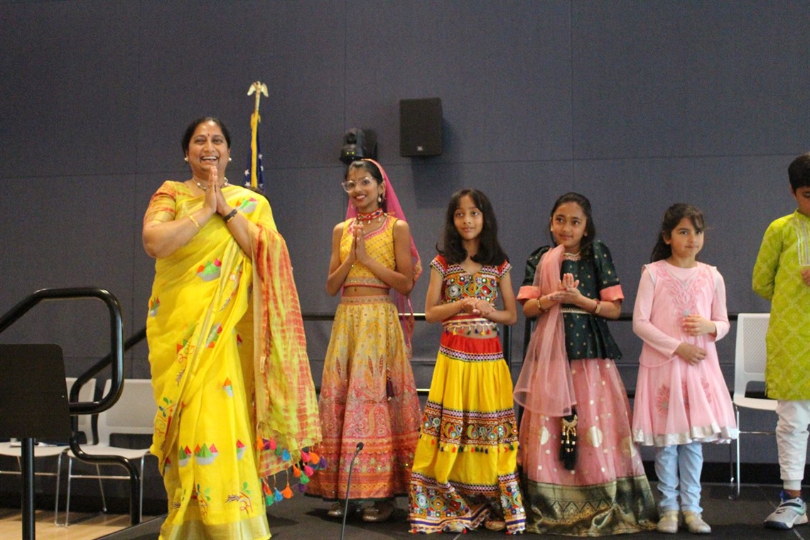 Image of the Holi Festival in 2025 with recreation instructor Monita and students in SSF Parks and Recreation program.