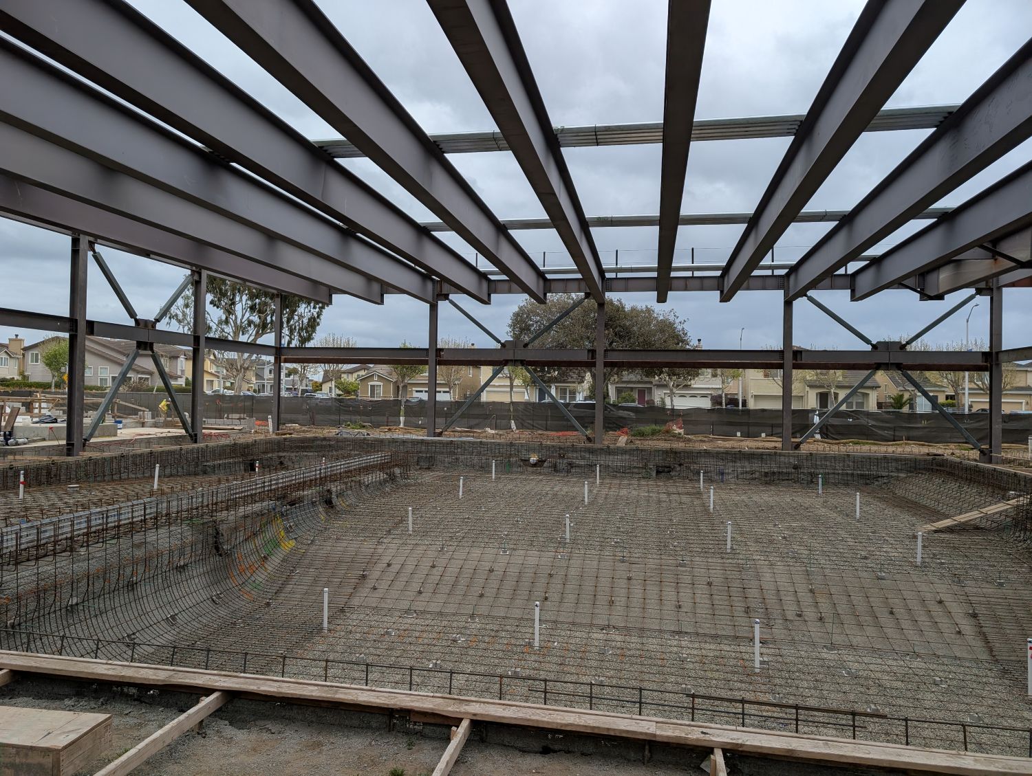 construction indoor pool beams