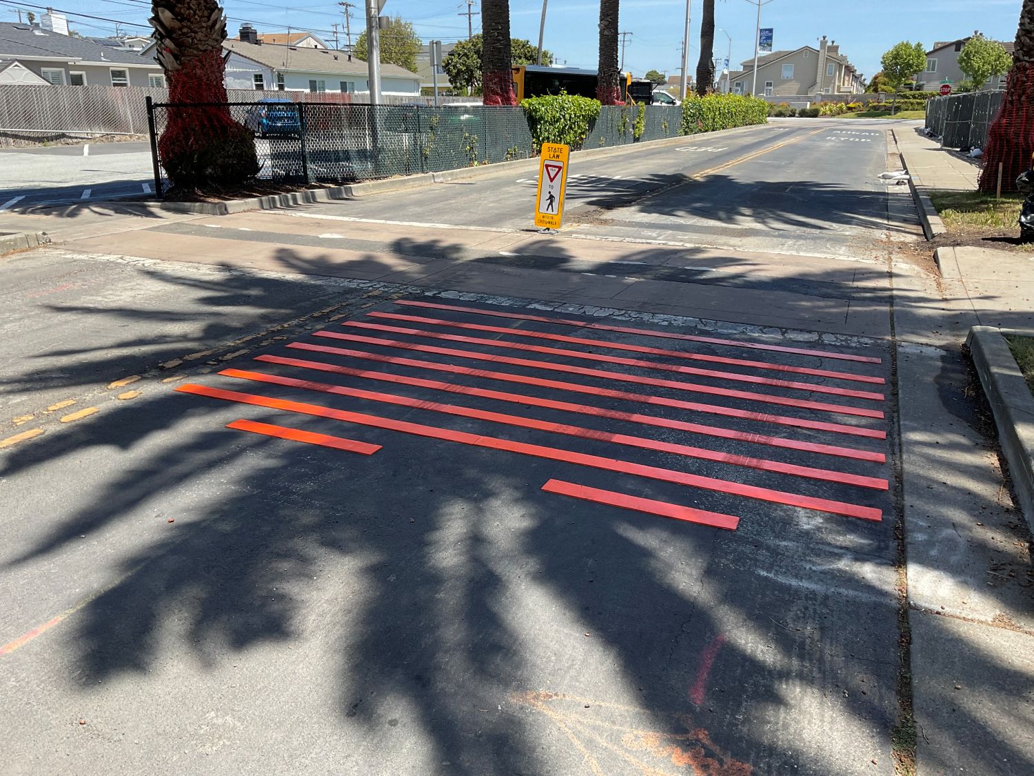 rumble strips at crosswalk
