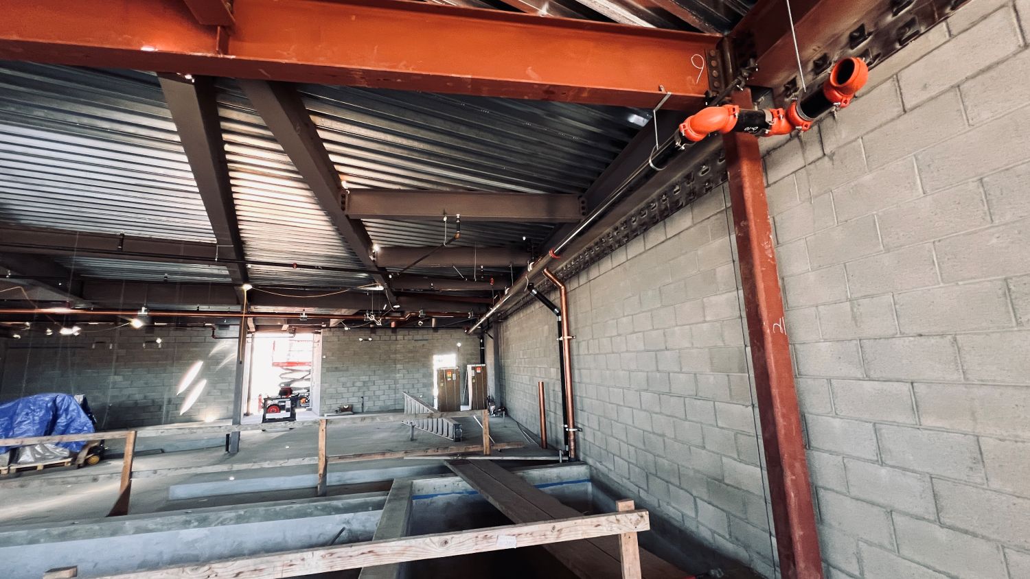 indoor pool overhead sprinkler installation