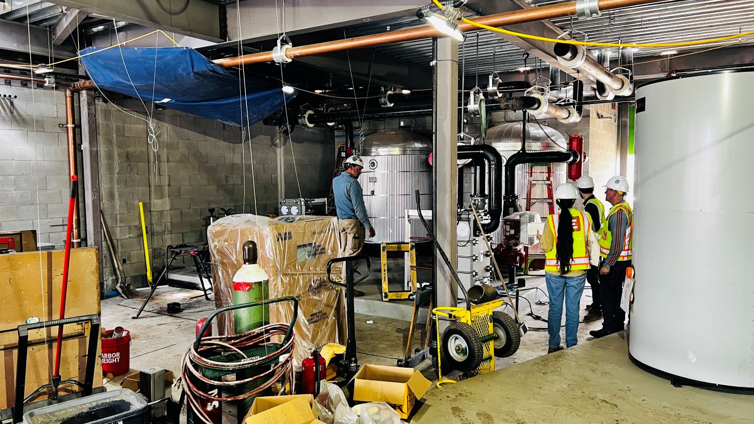 mechanical room construction crew