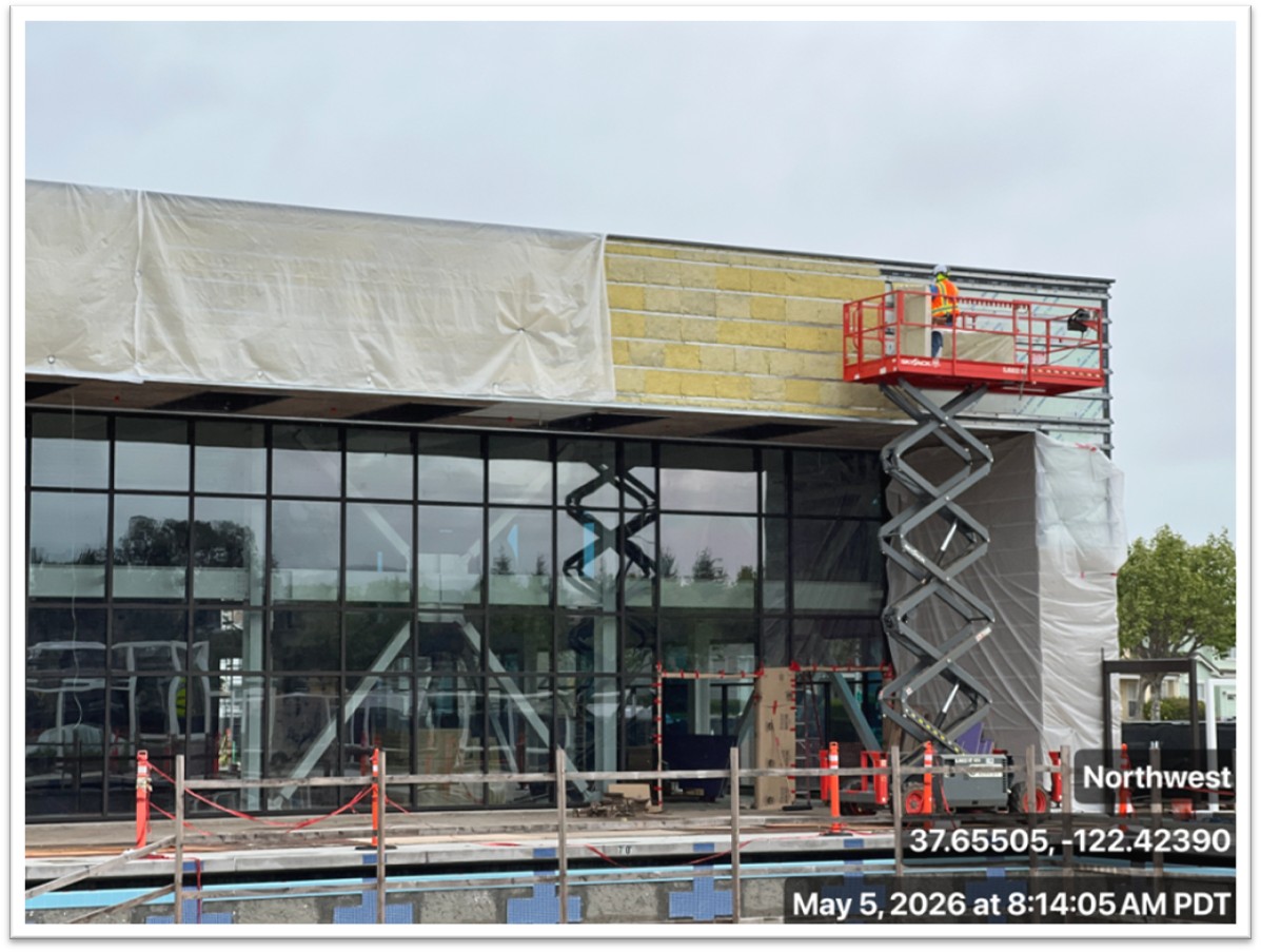 construction of aquatic center building outside
