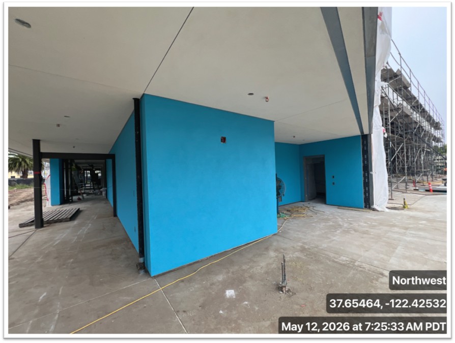 building exterior with blue walls