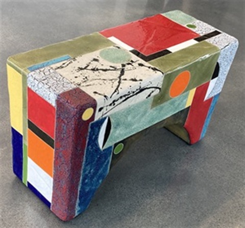 Artistically painted bench