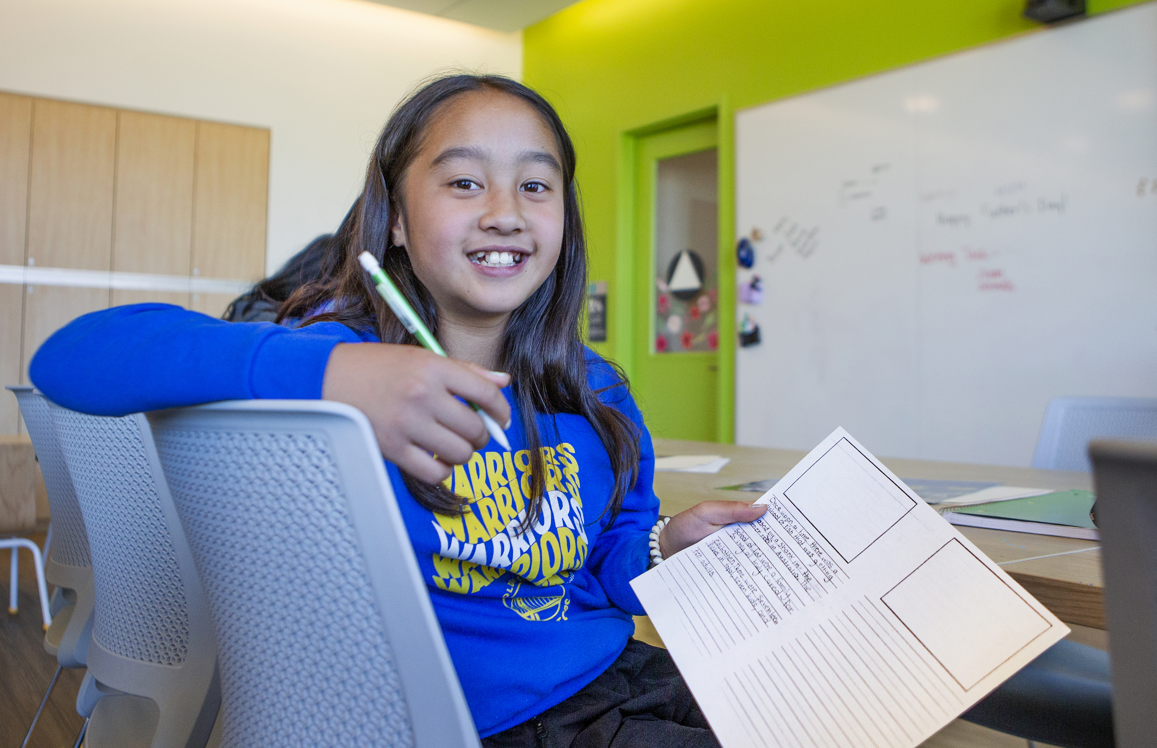 Child in the children's writing workshop Class