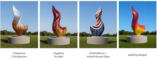 four different flame sculpture design concepts