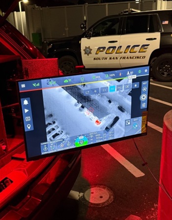 Drone capture on police car monitor
