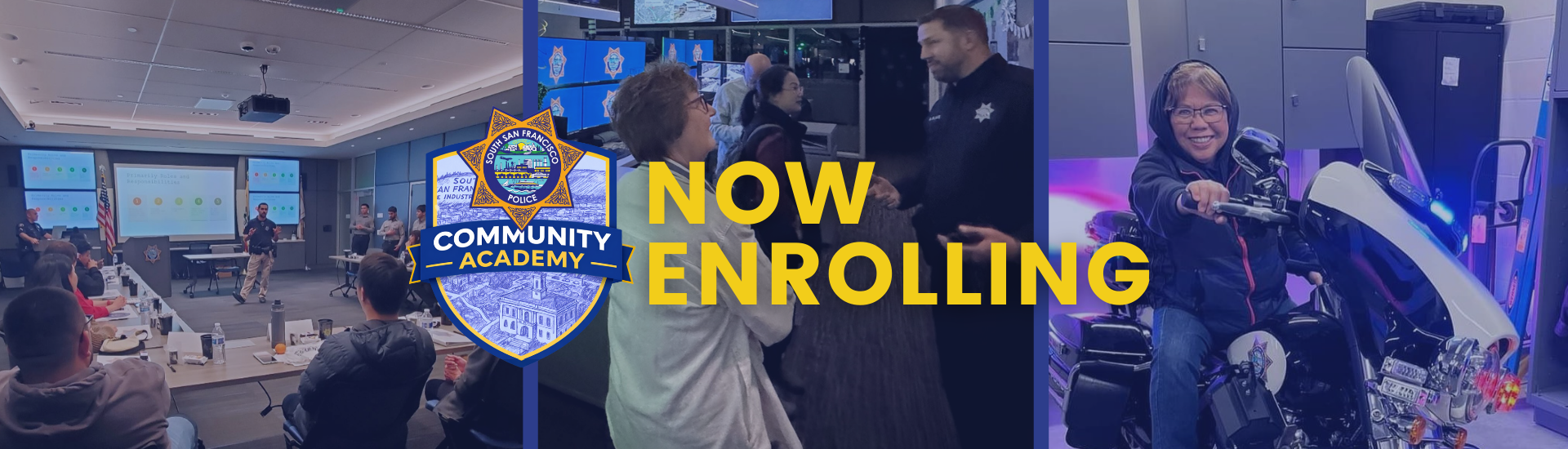 Police officers hosting a class around the Police Department
