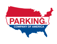 Parking Company of America's logo in red, white, and blue
