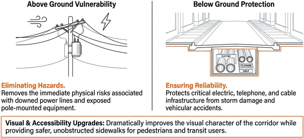 This photo reflects above ground vulnerability and below ground protection.