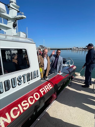 Vice Mayor Addiego and Mayor Eddie on the new fire boat
