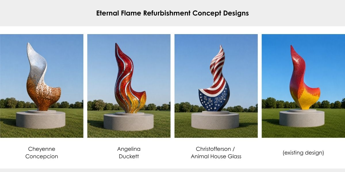 4 flame sculpture design concepts