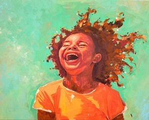 painting of a child laughing