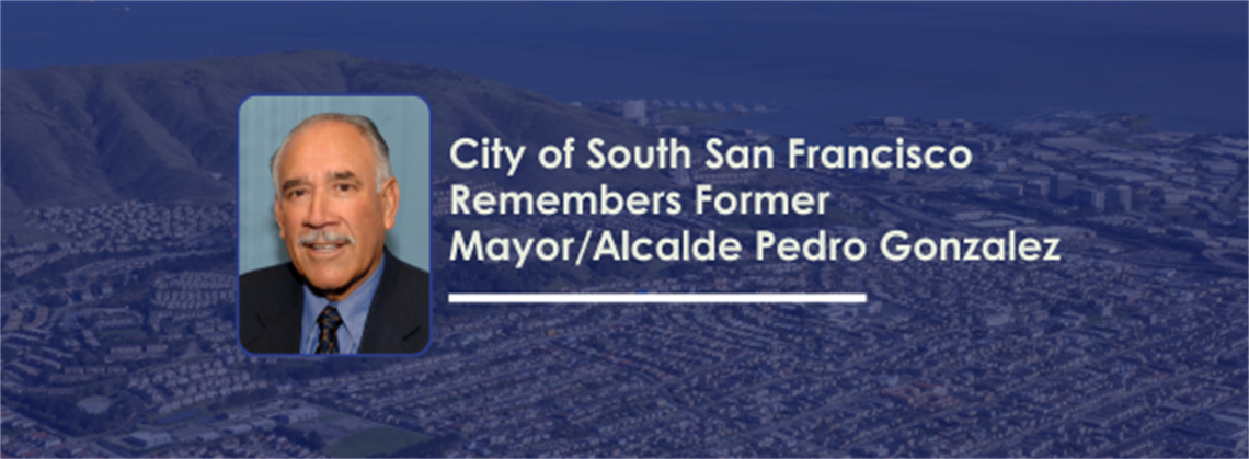Former Mayor Gonzalez's headshot with an aerial shot of the city in the background 